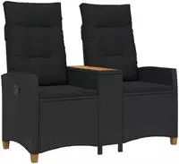 vidaXL Liegebank mit Tisch 2 -Seater 126 x 65 x 112 cm Poly-Rattan