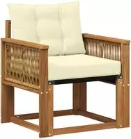 vidaXL Outdoor Mittelsofa Massives Akazienholz und Textilene Natur