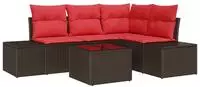 vidaXL Gartensofa-set mit Speicher Braun und Rot Poly-Rattan