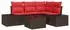 vidaXL Gartenlounge-Set mit Stauraum, Poly-Rattan, braun/rot (3355723)
