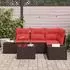 vidaXL Gartenlounge-Set mit Stauraum, Poly-Rattan, braun/rot (3355723)