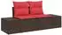 vidaXL Gartenlounge-Set mit Stauraum, Poly-Rattan, braun/rot (3355723)