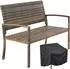 TecTake Murat Gartenbank Polyrattan 2-Sitzer, natur, 250kg, mit Schutzabdeckung