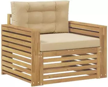 vidaXL Outdoor-Sofa Polyester, wei&szlig; und beige (3439145)