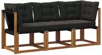 vidaXL 3 stk. Outdoor Mittel- und Ecksofa Natur