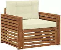 vidaXL Outdoor-Sofa Massives Akazienholz und Polyester Natur und Creme