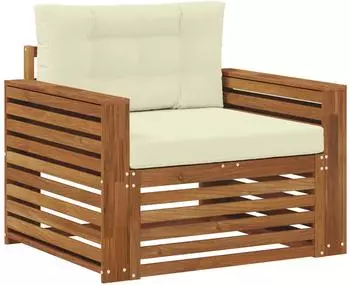 vidaXL Outdoor-Sofa Akazienholz & Polyester, natur/creme (3436400)