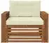 vidaXL Outdoor-Sofa Akazienholz & Polyester, natur/creme (3436400)