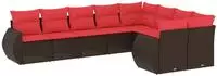 vidaXL 9-teiliges Gartensofa-Set mit Kissen, braun, Polyrattan