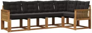 vidaXL Outdoor-Sofagarnitur 5-tlg., natur und schwarz (3381956)