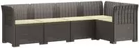vidaXL 5-Sitzer Gartensofa mit Kissen Rattan-Look PP Hellgrau