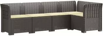 vidaXL 5-Sitzer Gartensofa mit Kissen, Rattan-Look, PP, hellgrau (3444046)