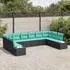 vidaXL Gartensofa-Set 10-teilig, 9-Sitzanzahl, schwarz und türkis (3355915)