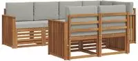 vidaXL Outdoor-Sofagarnitur 7 stk. Nat&uuml;rlich und Hellgrau Polyester