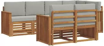 vidaXL Garten-Sofagarnitur 7-tlg. Akazienholz, hellgrau (3374966)