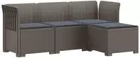 vidaXL 4-Sitzer Garten Sofa mit Kissen Rattan Look PP Hellgrau