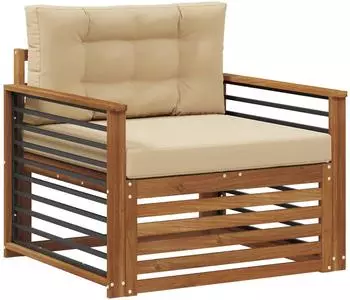 vidaXL Outdoor-Sofa Akazienholz und Polyester, natur/beige (3436408)