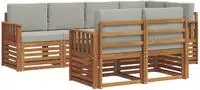 vidaXL Outdoor-Sofagarnitur 7 stk. Nat&uuml;rlich und Hellgrau Polyester