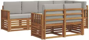vidaXL Garten-Sofagarnitur 7-tlg. Akazienholz, hellgrau (3374961)