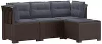 vidaXL 4-Sitzer Garten Sofa mit Kissen Rattan Look PP Braun