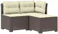 vidaXL 3-Sitzer Garten Sofa mit Kissen Rattan-Look PP Hellgrau