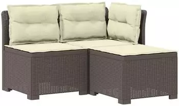 vidaXL 3-Sitzer Garten-Sofa mit Kissen, Rattan-Look PP, hellgrau (8011916)