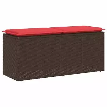 vidaXL Gartenbank mit Kissen, Poly Rattan, braun, 110x40x44cm (4104151)