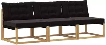 vidaXL Outdoor Mittelsofa Akazienholz Textilene wei&szlig; (901651)