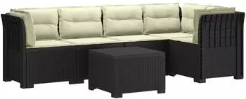vidaXL Gartensofa 5-Sitzer Rattan-Look PP anthrazit (3444086)