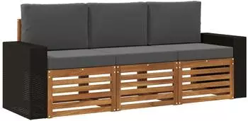 vidaXL Sofagarnitur 3-tlg. mit Kissen, Akazienholz massiv (3383973)