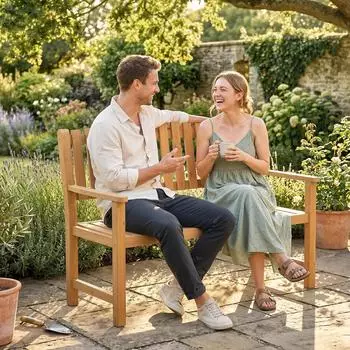 Outsunny Gartenbank 2-Sitzer Akazienholz mit Armlehnen, 112x64x92cm