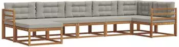 vidaXL Outdoor-Sofagarnitur 7-tlg. mit Kissen, natur und hellgrau (3367879)