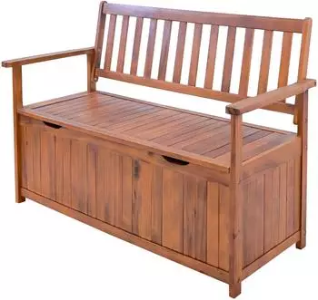 en.casa Avezzano Gartenbank mit Staufach, Akazie, 130x60x88cm