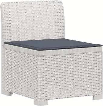 vidaXL Garten-Sofa 1-Sitzer mit Kissen, Rattan-Look PP, wei&szlig; (8011791)