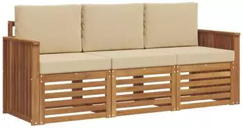 vidaXL Garten-Lounge-Set 3-tlg. Akazienholz, natur/beige (3374288)