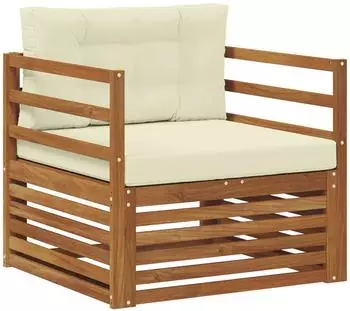 vidaXL Outdoor-Sofa Akazienholz und Polyester, natur/creme (3436375)