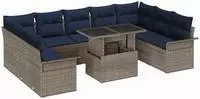 vidaXL Gartensofa-set 10 stk. Grau Poly Rattan