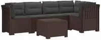 vidaXL 5-Sitzer Gartensofa mit Kissen Rattan-Look PP Braun