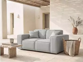 WFL GROUP Lorento Outdoor Lounge Sofa 2-Sitzer, Kunstleder, hellgrau (48780889-02)