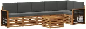 vidaXL Garten-Sofagarnitur 6-tlg., natur/anthrazit (3384443)