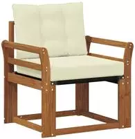vidaXL Outdoor-Sofa Massives Akazienholz und Textilene Natur und Creme