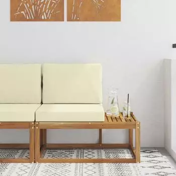 vidaXL Outdoor End Sofa Massivholz Akazie, natur, 91x63x73cm (900474)