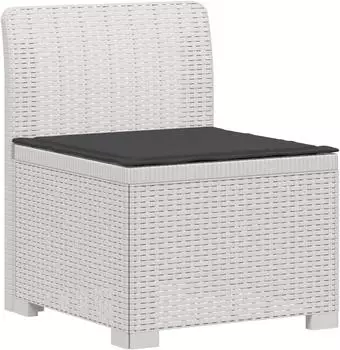 vidaXL Garten-Sofa 1-Sitzer mit Kissen, Rattan-Look PP, wei&szlig; (8011789)