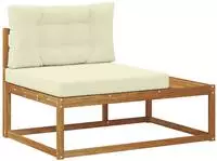vidaXL Outdoor Endsofa mit Kissen Natur 115 x 83 x 73 cm