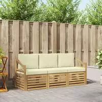 vidaXL Sofagarnituren 3 stk. Wei&szlig; und Creme Polyester