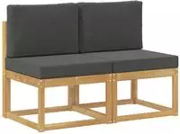vidaXL 2 St&uuml;ck Outdoor Mittelsofa Massivholz Akazie Wei&szlig;