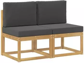 vidaXL Outdoor Mittelsofa 2-tlg. Akazienholz wei&szlig; (901465)