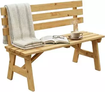 Relaxdays Gartenbank 2-Sitzer mit Rückenlehne, natur (10052780)