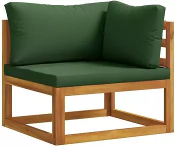 vidaXL Ecksofa mit Kissen, Akazie Massivholz, 100% Polyester