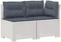 vidaXL 2-Sitzer Garten-Sofa mit Kissen Rattan-Look PP Wei&szlig;